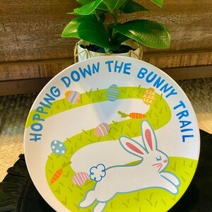 Coton Colors Hopping Down the Bunny Trail Plate - Green and Blue